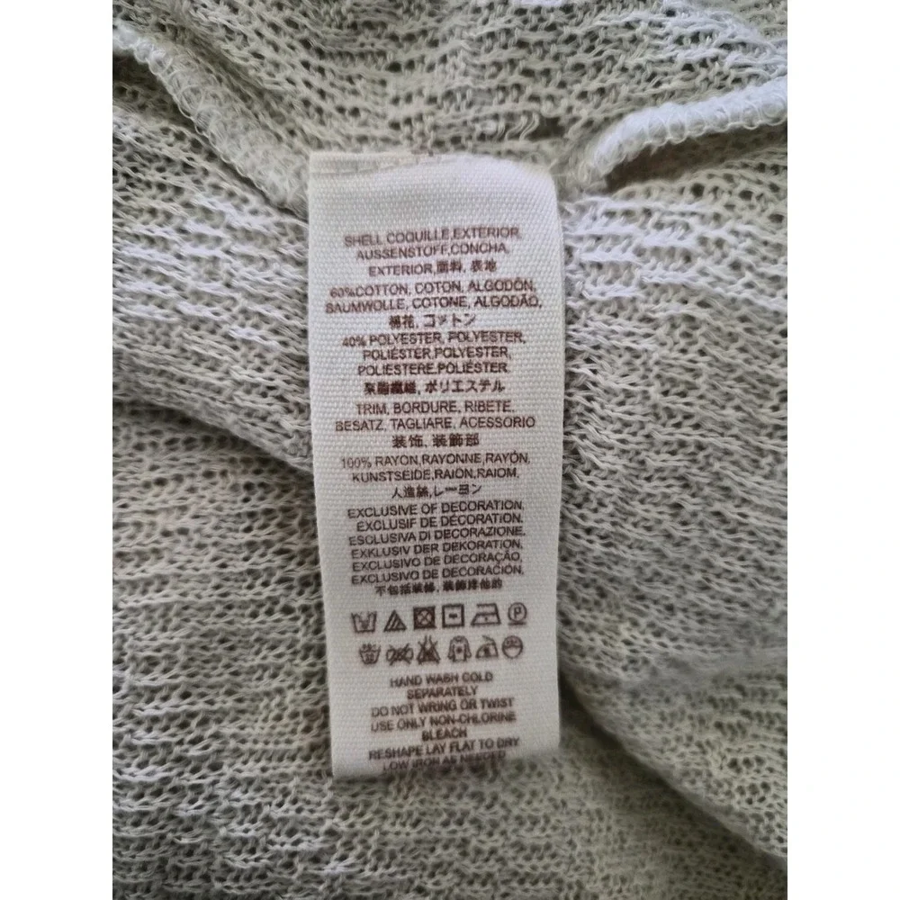 Free People Easy Breezy Henley-Floral Applique Beige Long Sleeve Top L
